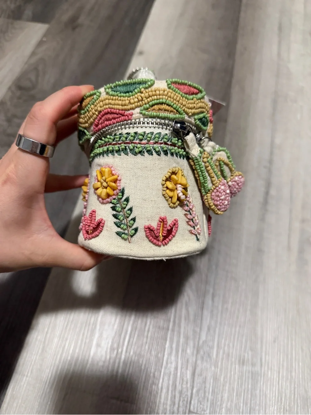 Embroidered Boho Beaded Crossbody Bag